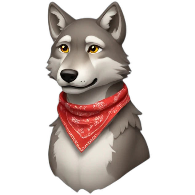 Wolf with red bandana Sorundas its neck emoji