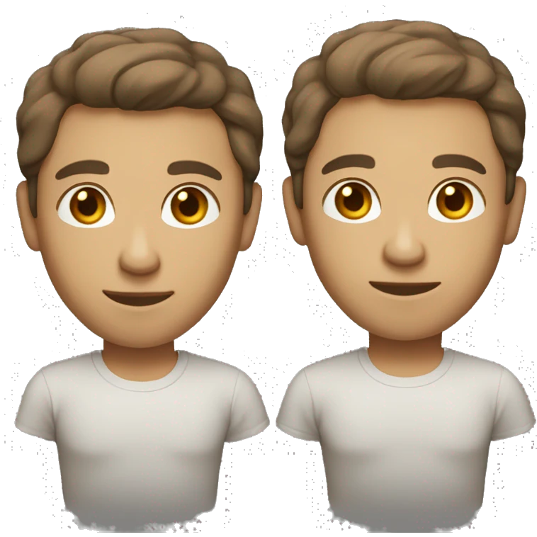 Create an emoji of a person with short brown hair, neutral expression, light skin, and wearing a light t-shirt. emoji