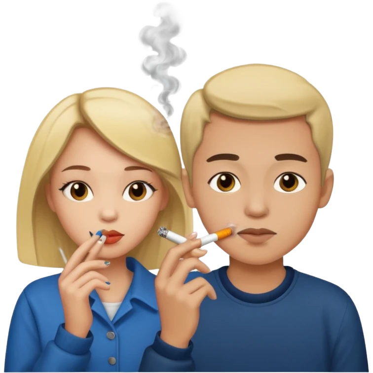 A girl and a boy smoking cigarettes emoji