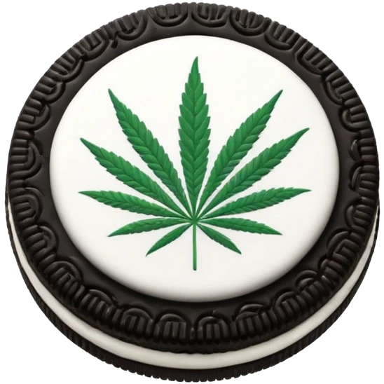 black and white oreo cookies with cannabis leaf emoji