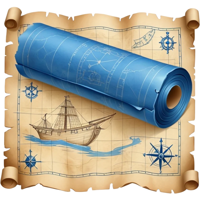 blue blueprint plan with white drawings like a treasure map emoji