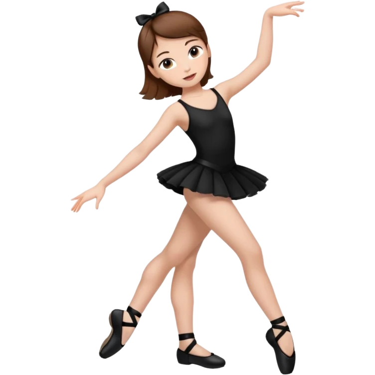 menina cabelos castanhos vestida de roupas de jazz e sapatilhas pretas emoji