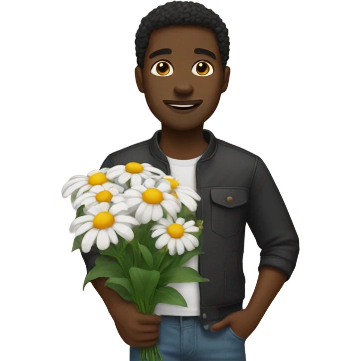 Black guy with flowers  emoji