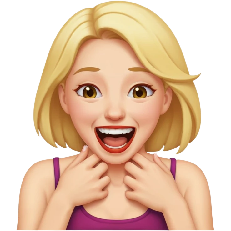 Woman choking herself laughjng emoji