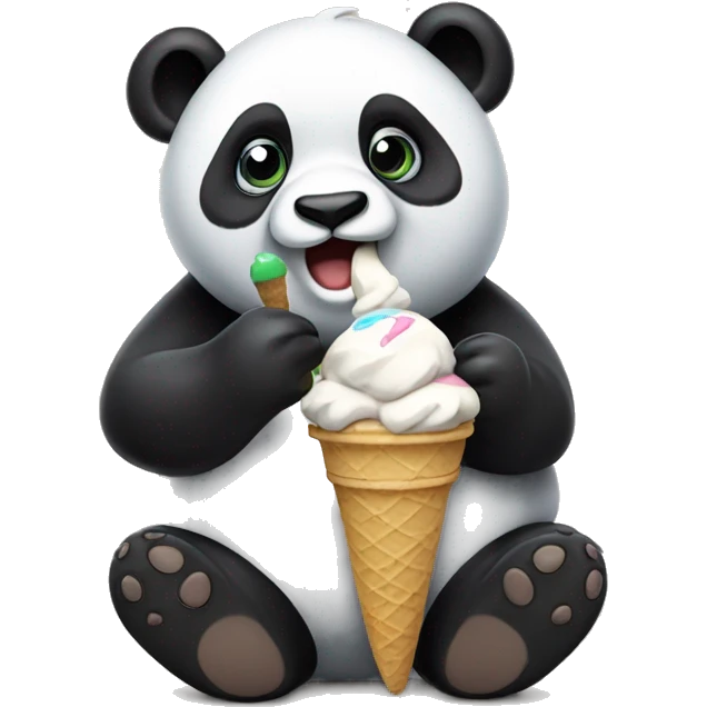 Panda eating ice cream emoji
