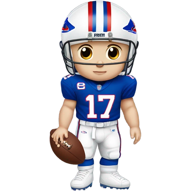 Caucasian baby boy wearing a bills jersey (number 17) emoji