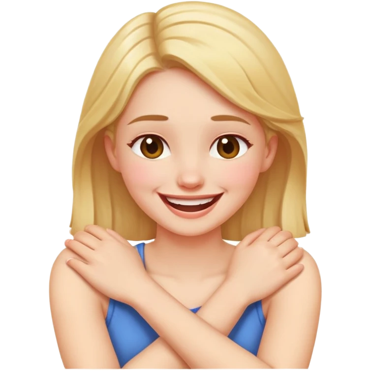 arms crossed holding neck laughing girl emoji