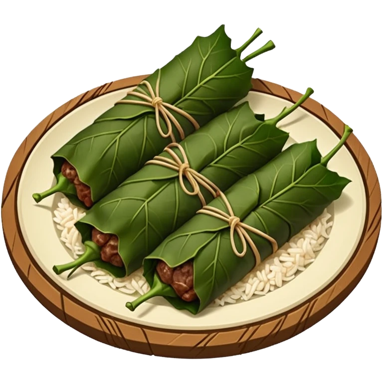 meat and rice wrapped in vine leaves emoji