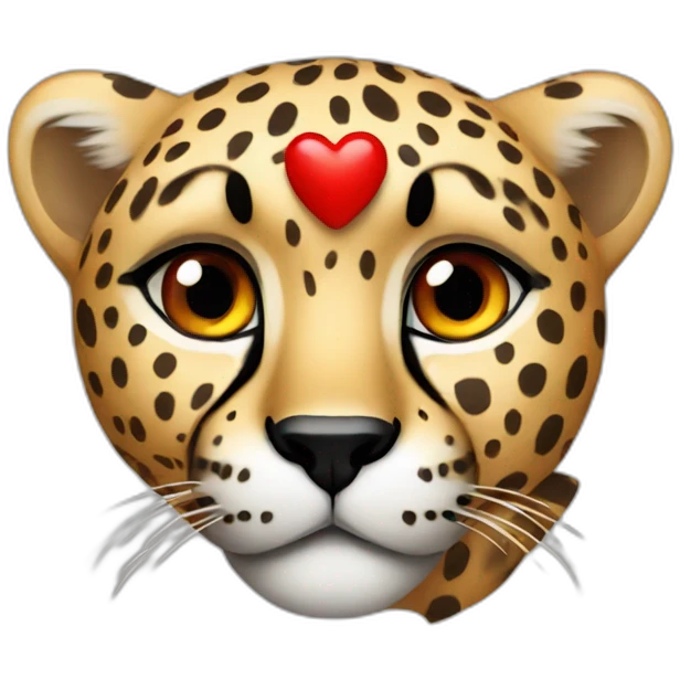 Cheetah with red heart emoji