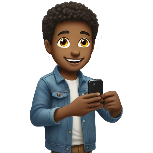 smiling boy taking selfie emoji
