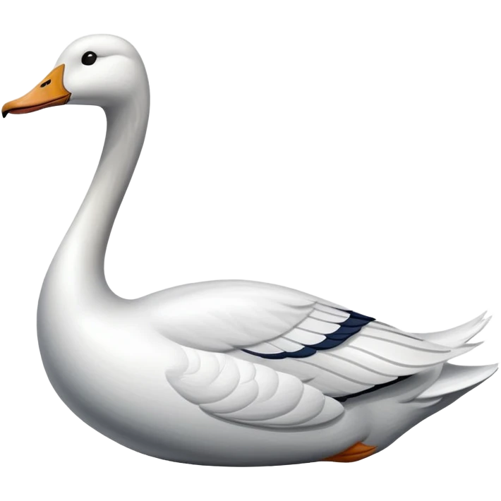 A naval vessel with a flight deck and a long-necked white goose head extending from the bow emoji