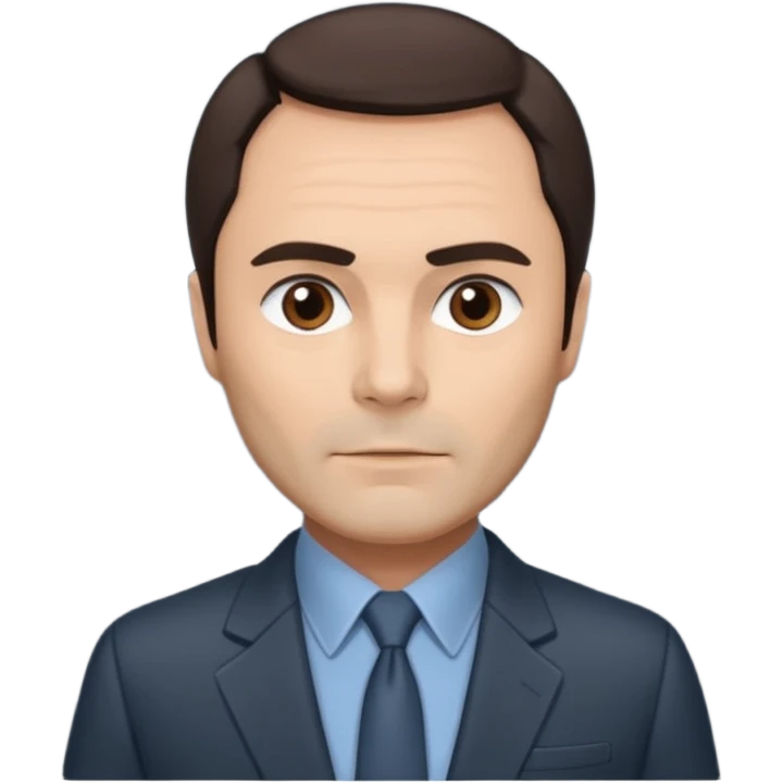 John Saxon with dark brown hair, slate suit emoji