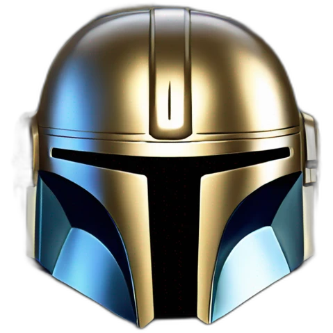 shiny blue mandalorian helmet with gold accents emoji