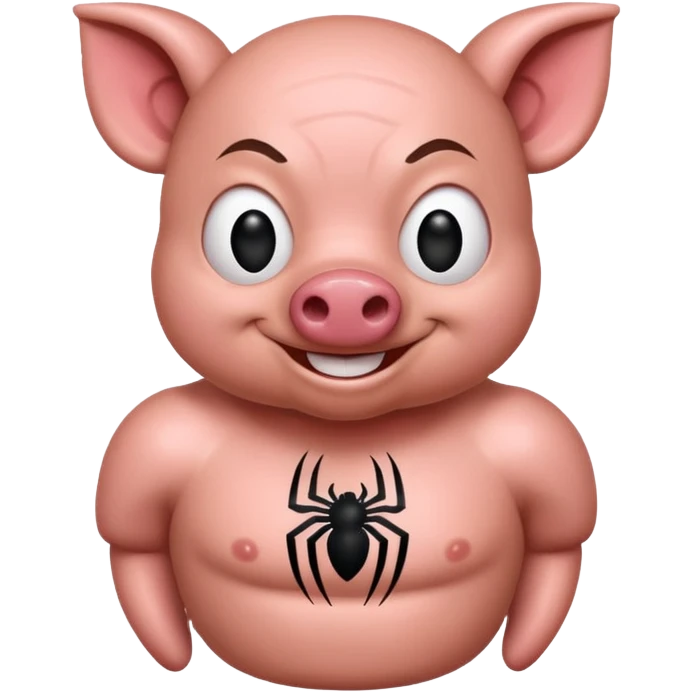 Spiderman character, chest logo is a pig instead of a spider, emoji style emoji