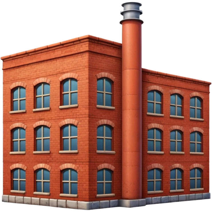 wide old factory made of bricks without pipes emoji