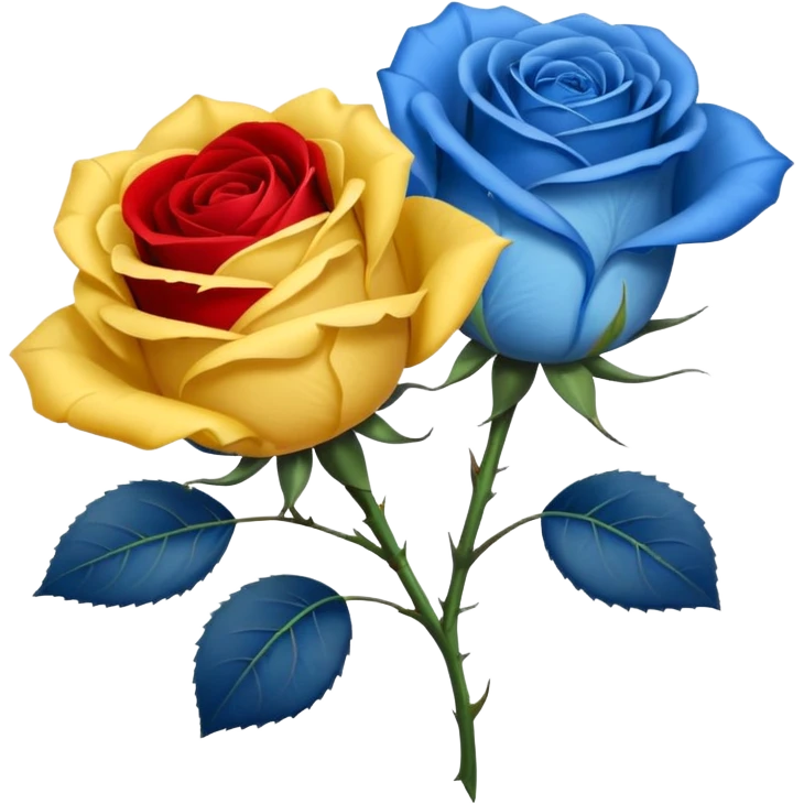 One Yellow 🌹 and one blue flower 🌹 on with red band  emoji