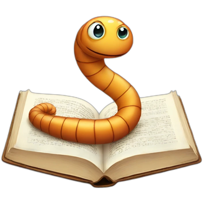 cute worm and book emoji