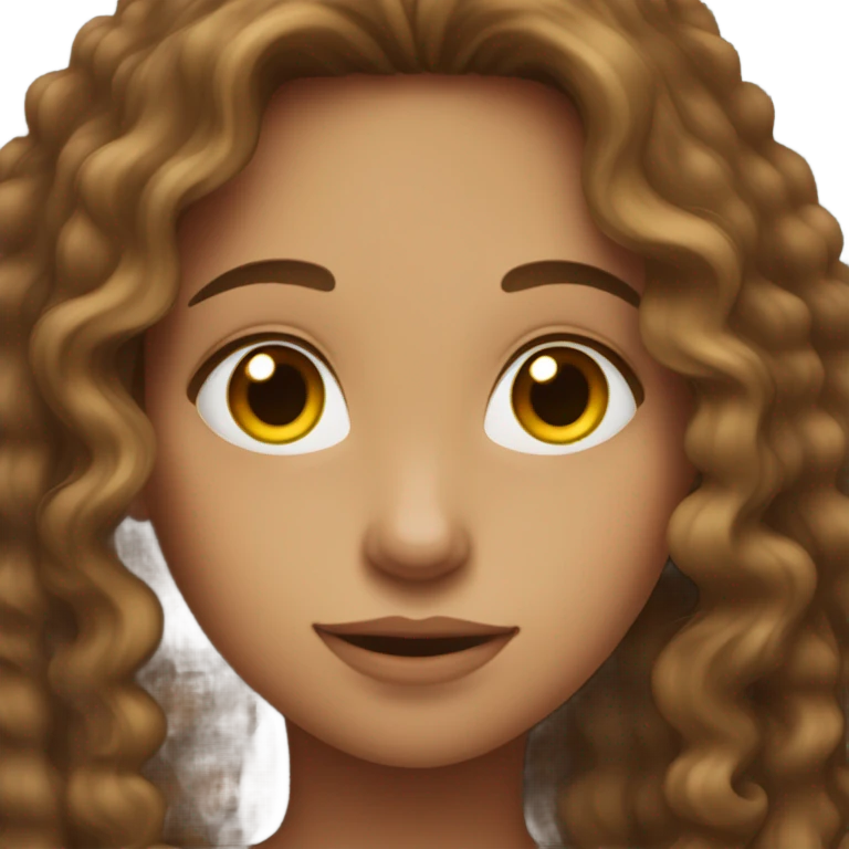 A girl whit long brown curly hair emoji