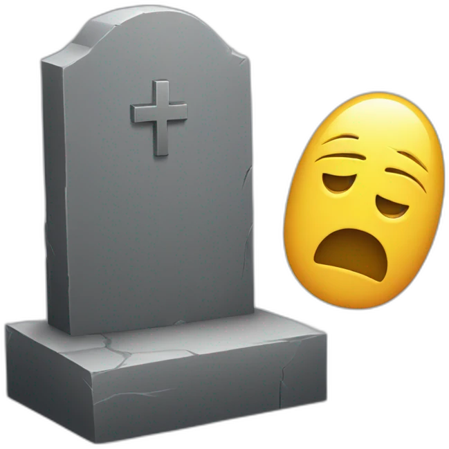 disappointed face next to a tombstone emoji