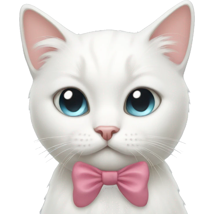 white cat with bow emoji