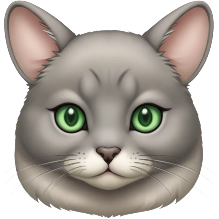 Grey hair and dark green eyes Chinchilla cat emoji