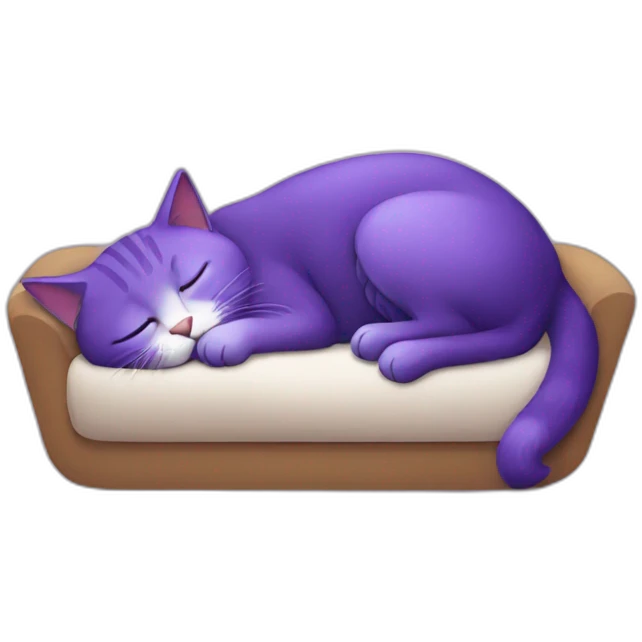 purple cat taking a nap emoji
