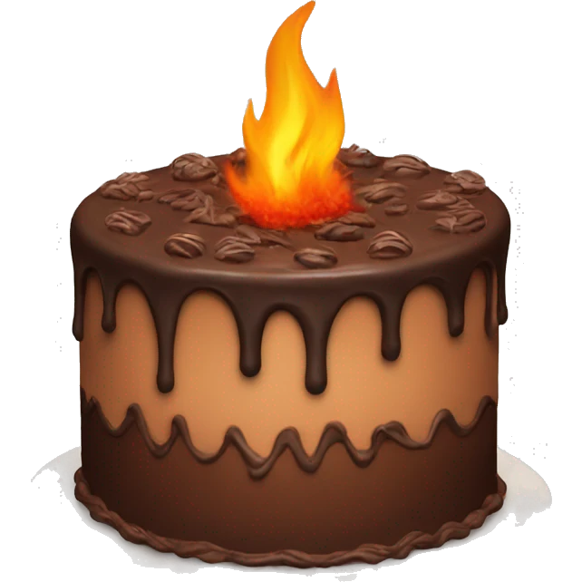 a chocolate cake on fire emoji