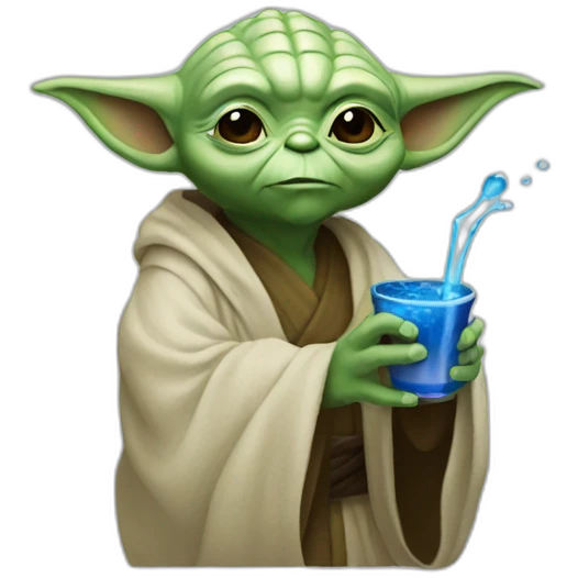 Yoda drinking a blue potion emoji