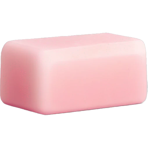 Light pink soap bar sitting on a soap holder emoji