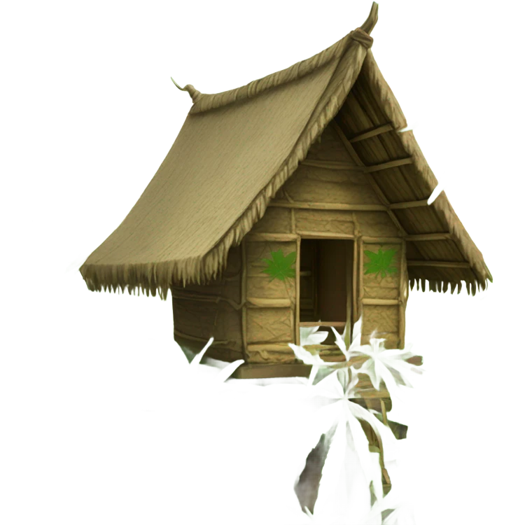 thai hut cannabis leaf roof on a cannabis tree emoji