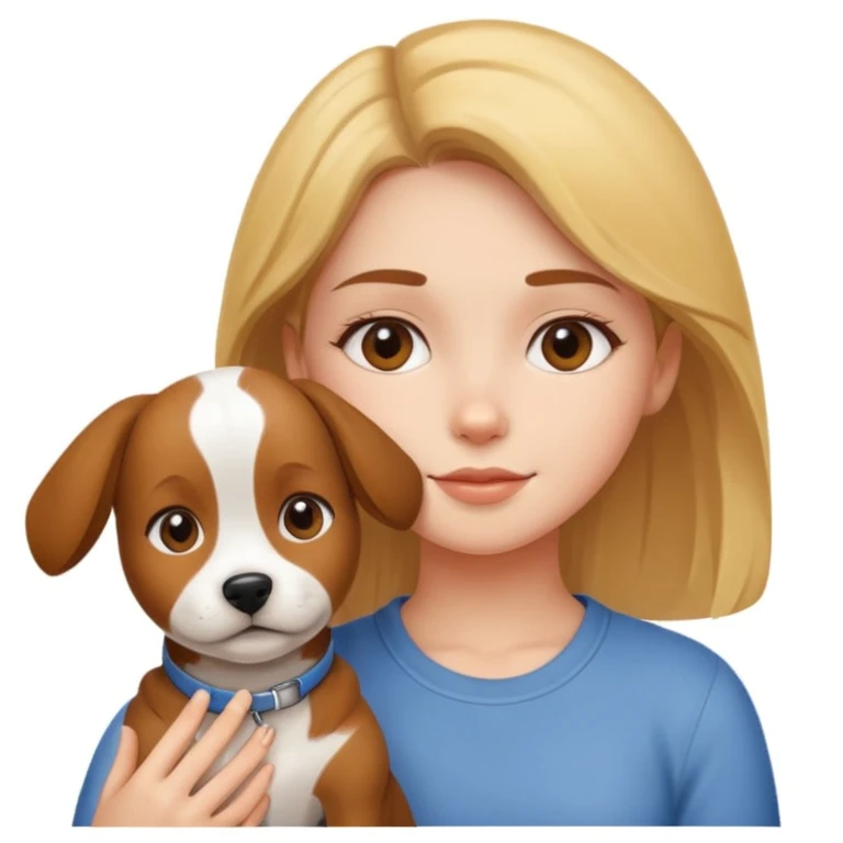 girl and dog posing cute emoji