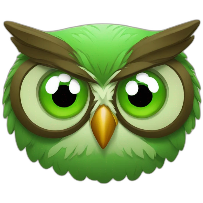 Green owl angry with wiskey emoji