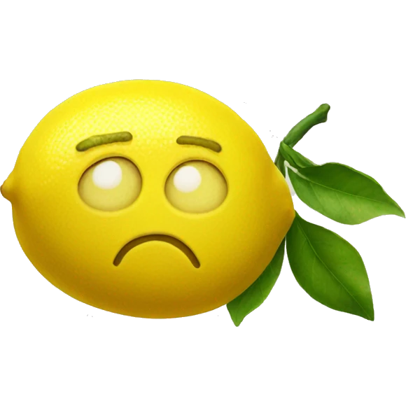 Lemon with a sad face emoji