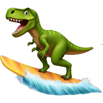 Dinosaur surfing emoji