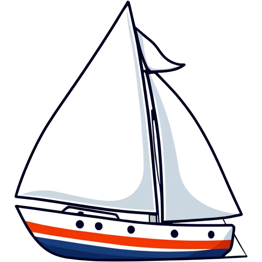 sailboat with visible rudder and white sails emoji