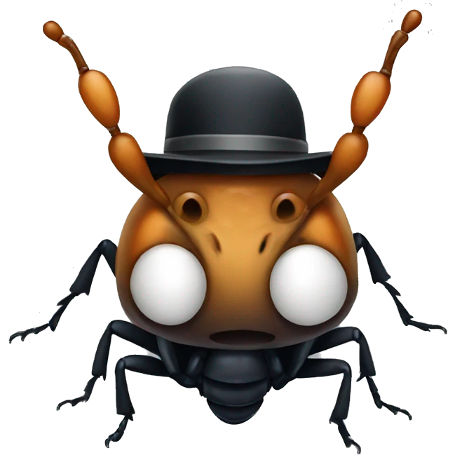 Bug with hat emoji