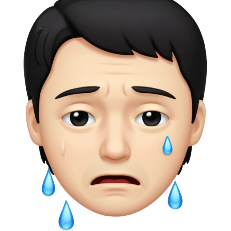 man crying with black hair emoji