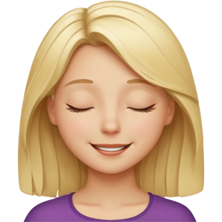Happy blonde girl with eyes closed emoji