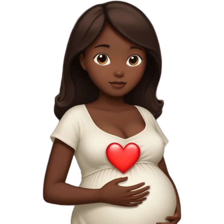 pregnant woman silhouette with a glowing heart inside emoji