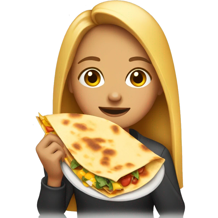 Girl eating quesadilla emoji
