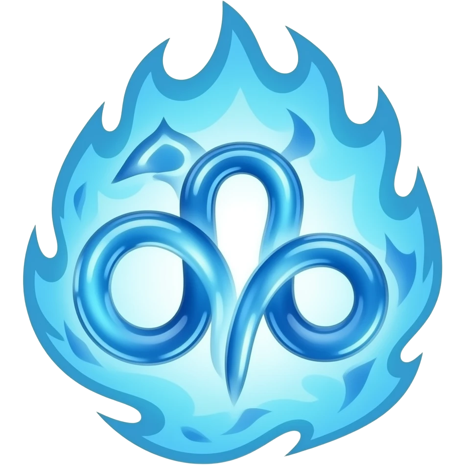 Fuego azul cian celta con el signo de aries emoji