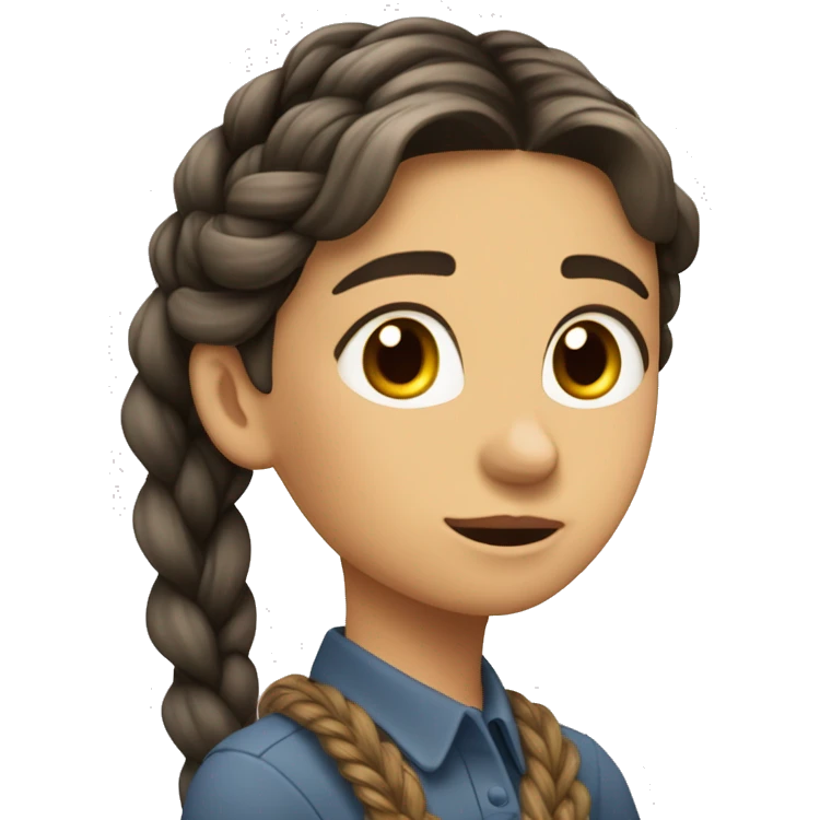 una chica trigueña clara, durmiendo, con una trenza y polo de dibujos emoji