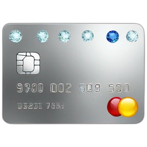 Silver credit card with gems emoji