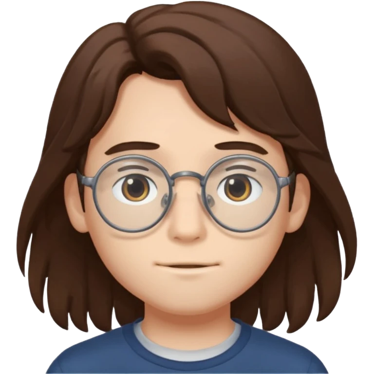 Studio ghibli boy lol with long hair and glasses emoji