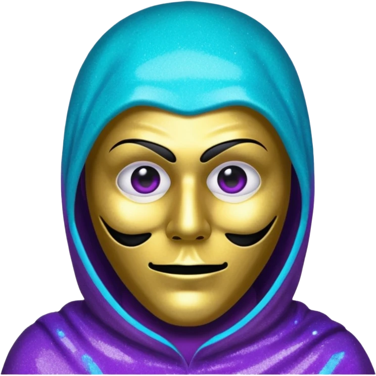 Glitter Purple and Cian police with ghostface mask emoji