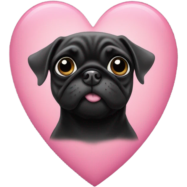 Black pug in a pink heart emoji