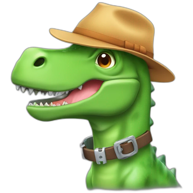 Dinosaurio con la cabeza de un cerdo colgando como collar  emoji