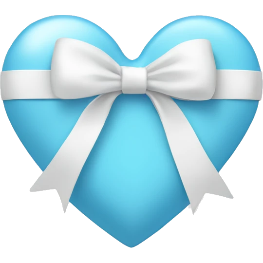 A light blue heart with a white bow ribbon  emoji