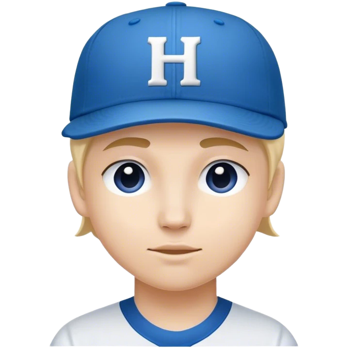 Blue baseball hat with white H on it  emoji