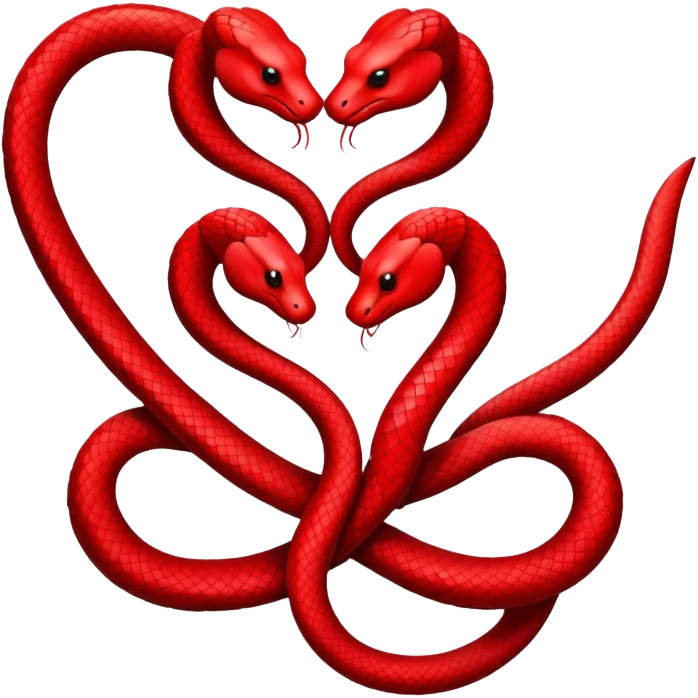 Two red snakes making a heart emoji